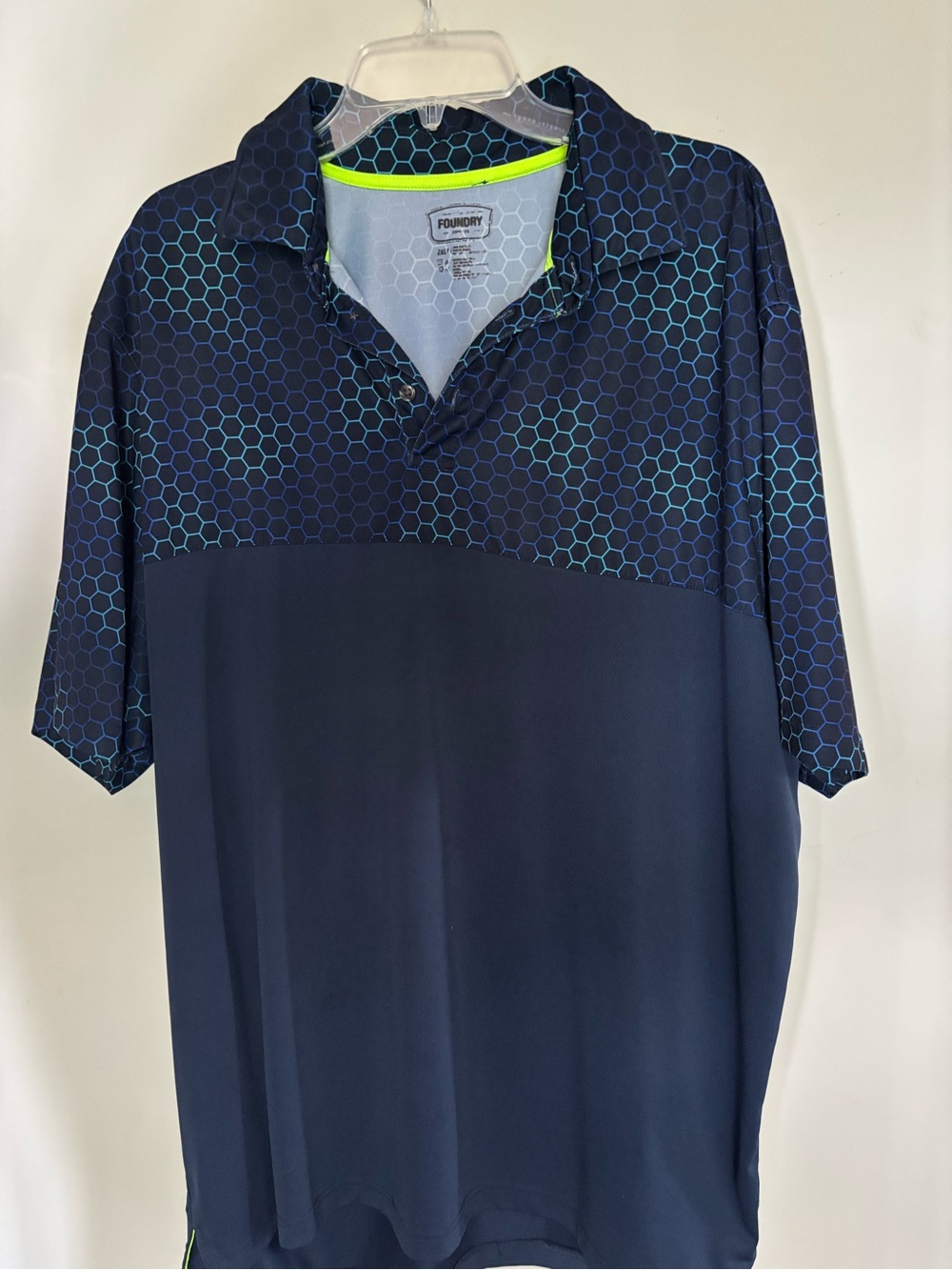 The Foundry Supply Co. Navy Polo with Teal Hex Accent